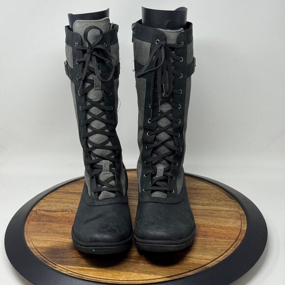 UGG BRYSTL Tall Waterproof Lace Up Grey/Black Snow Boots Women's Size 9 - Picture 2 of 9